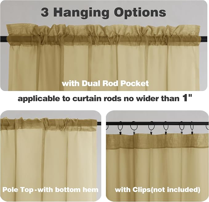 Chyhomenyc Sheer Valances for Windows 2 Pack, Small Window Curtains for Living - Image 6