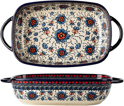 Vintage Style Pottery Bakeware Ceramic Casserole Dish Baking Pan Lasagna Pans by Bicuzat