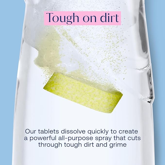 Fab Tab Sustainable Cleaning - All Purpose Refill Spray Tablets - Multi-surface Cleaning Spray Refill - Plant-based - Multi Purpose Cleaner Refill Tablet 12 Count - (Bottle Not Included)
