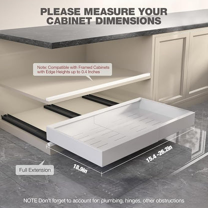 Seinloes 2 Pack Pull Out Cabinet Organizer 19" Deep, Full Extension 3 Slide - Image 3