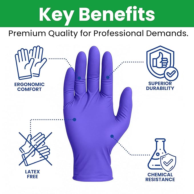 SafeWay Nitrile Disposable Gloves — Multi-Purpose Powder-Free, Non-Latex, Medical Use, and Textured Fingertips for Food Prep, Cleaning, Tattoo, Nursing, Lab, Examination, & More —(140000pcs, X-Large)