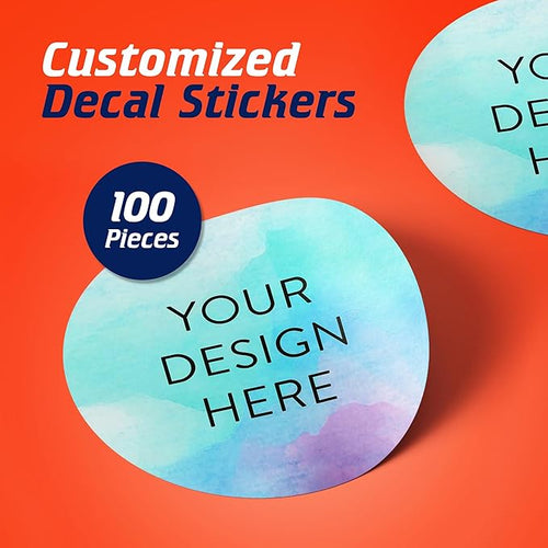 100 Custom Vinyl Stickers - Upload Your own Image, Text, Design, Logo - Personalized Logo Labels for Handmade, Packaging, Bottle, Jars, Candle, Brand Stickers (Sky Blue, 5x5)