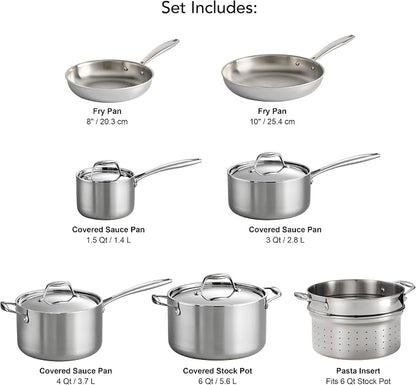 Tramontina Signature Tri-Ply Clad Stainless Steel 11-Piece Cookware Set - Image 3