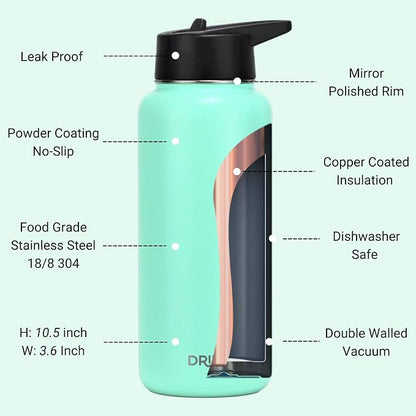 DRINCO Stainless Steel Water Bottle Spout Lid Vacuum Insulated Double Wall - Image 5