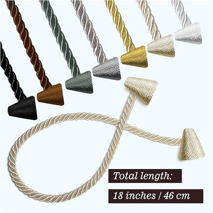 Hion Magnetic Curtain Tiebacks Black 2pcs, Curtain Tiebacks Buckles Holdbacks - Image 2