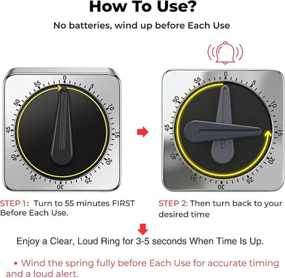 Searon Kitchen Timers for Cooking, Mechanical Wind Up Timer - Image 2