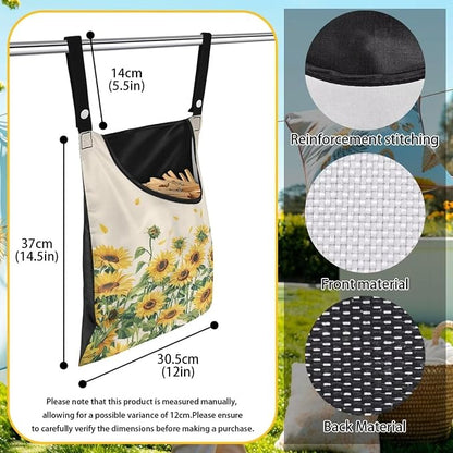 Sunflower Clothespin Bag, Hanging Laundry Bag, Hanging Storage Organizer - Image 6
