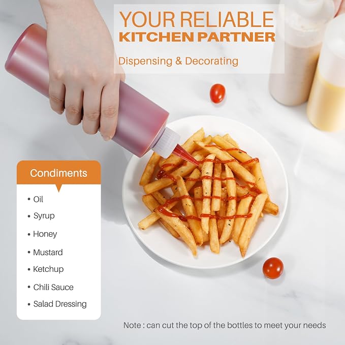 Sopito Squeeze Bottles, 16oz Plastic Condiment Squeeze Bottles - Image 5