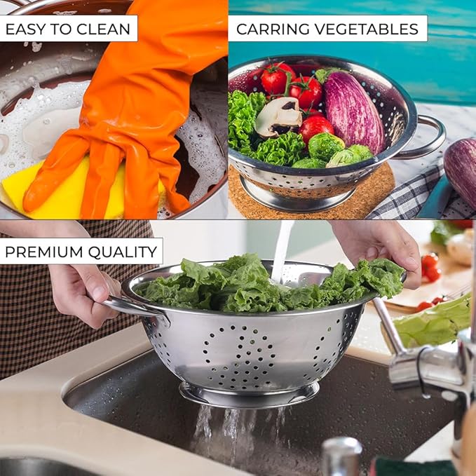 Avador Set of 3 Stainless Steel Colanders, Comes in 1.5 Quart 3qt Quart and 5 - Image 4