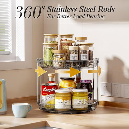 LAMU 2 Tier Lazy Susan Turntable Organizer 10.6'' Rotating Spice Rack - Image 3