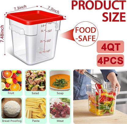 4 Pack 4QT Food Storage Containers - Image 2