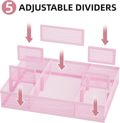 Marbrasse 2 Pack Desk Drawer Organizer, Mesh Drawer Organizer Tray - Image 2