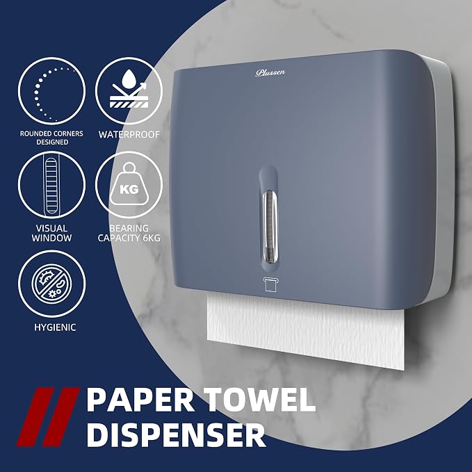 Paper Towel Dispenser Wall Mount, Capacity 200+ Sheets ZFold Tri Fold Blue - Image 3