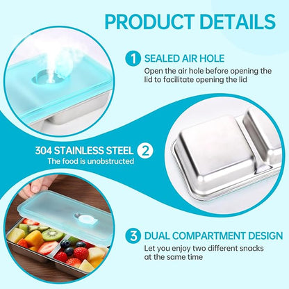 4 Pack Stainless Steel Snack Containers Reusable, Grab and Go 2 Compartment - Image 8