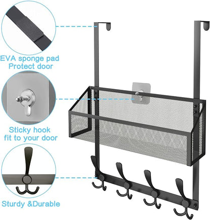 Over The Door Hooks Organizer, Coat Rack Over The Door Storage Hanger Towel Rack - Image 5