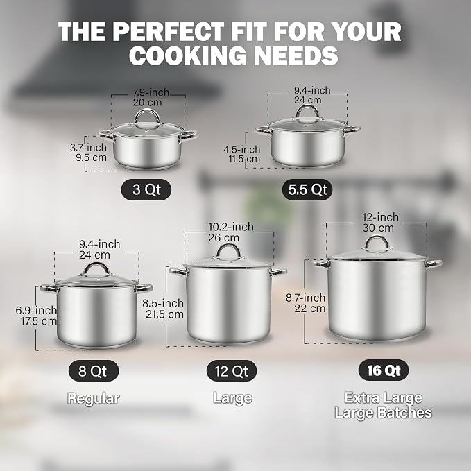 Cook N Home 8 Quart Stainless Steel Stockpot - Image 2