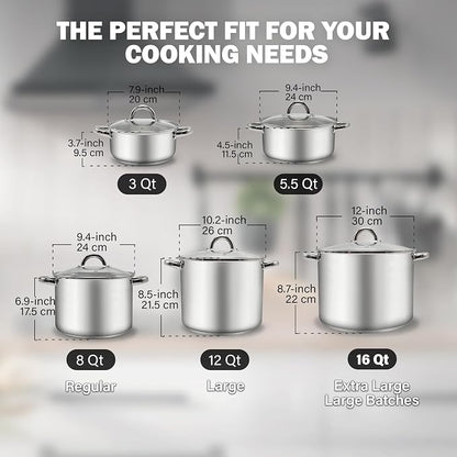 Cook N Home 8 Quart Stainless Steel Stockpot - Image 2
