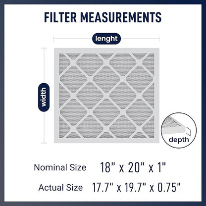 18x20x1 MERV 8 Air Filters 6-Pack, Actual Size 17.7" x 19.7" x 0.75" – - Image 2