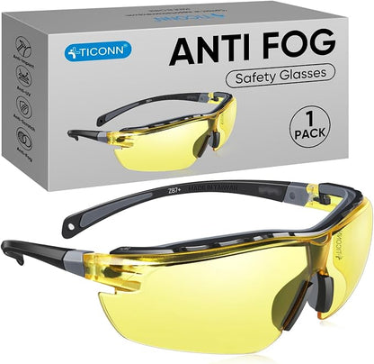 TICONN Anti-Fog Safety Glasses for Men and Women, ANSI Z87.1 Scratch Proof Eye by TICONN