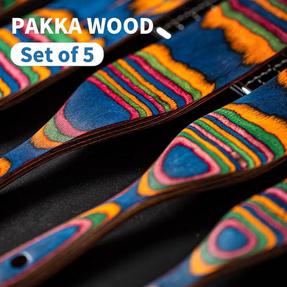 Pakkawood Spurtle Set, Gudamaye 5 Pcs Pakkawood Kitchen Utensils, Wooden Spoons - Image 6