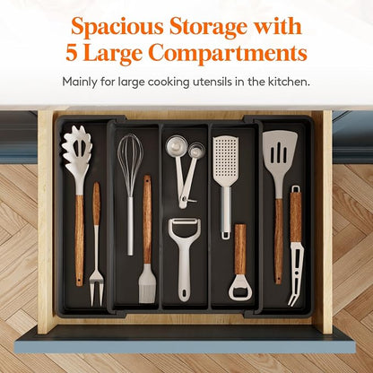 Lifewit Utensil Organizer for Kitchen Drawers, Expandable Cooking Utensil Tray - Image 4