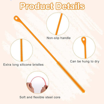 2pcs Silicone Straw Cleaner Brush, 9.44in Extra Long Reusable Straw Brush - Image 4