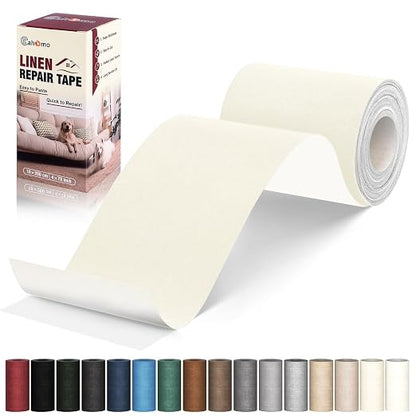 Linen Repair Tape 4x79 inch, Self Adhesive Fabric Patches, Linen Patch Tape Kit by Cahomo