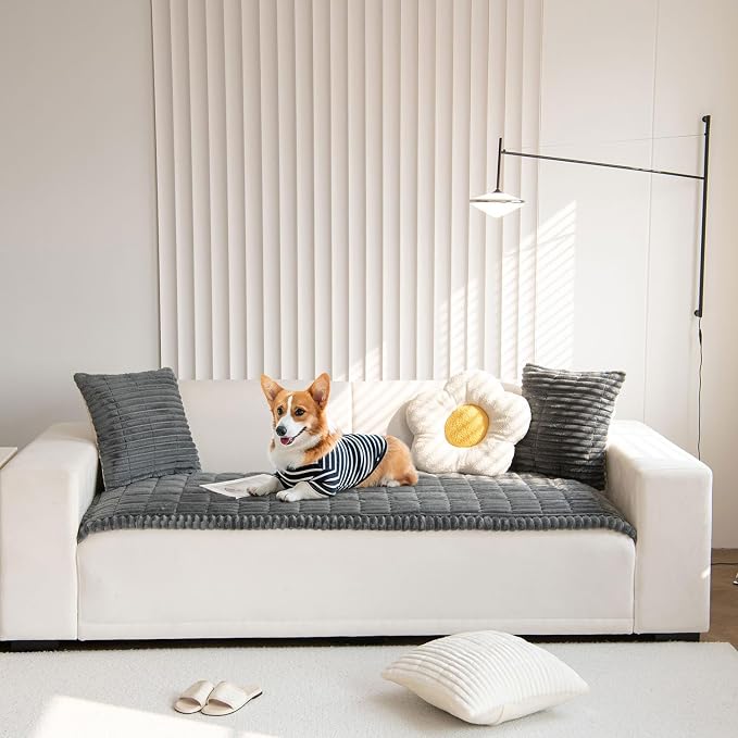 OTOB Couch Cover for Dogs Washable, Non Slip Plush Sofa Covers for 3 Cushion - Image 7