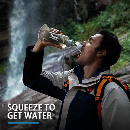 Water Filter Bottle Survival - 650/1000/2000ml Collapsible Water Bottle with NSF/FDA Certification with Filter Squeeze Water Filter Bottle Portable Water Filter Hiking Backpacking Camping