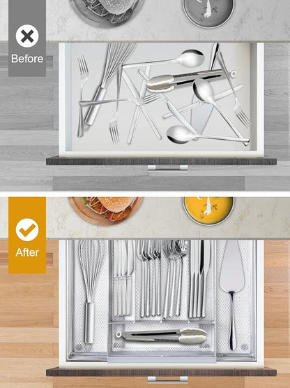 Silverware Organizer Metal Mesh, Drawer Organizer, Utensil Cutlery Tray - Image 5
