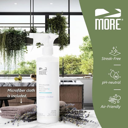 MORE - Stainless Steel Cleaner & Polish Spray + Microfiber Cloth - Stainless - Image 4