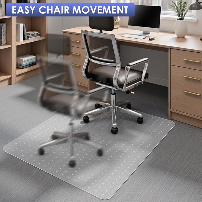 Kuyal Office Chair Mat for Carpet, 32x49 Clear Heavy Duty Computer Chair Mat, Under Desk Protector Carpeted Floors Mat, Easy Chair Movement,Ship Flat