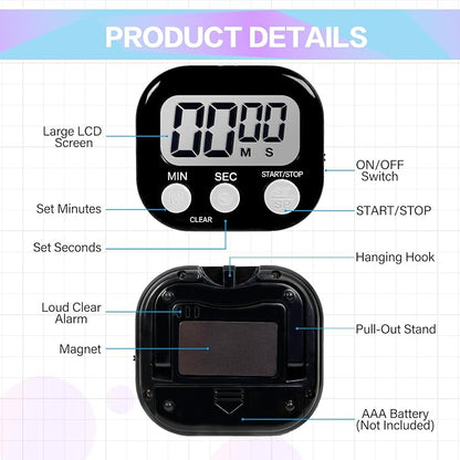 54 Pcs Kitchen Timer Bulk with Small Magnetic Backing Stand Liubeili Digital - Image 3