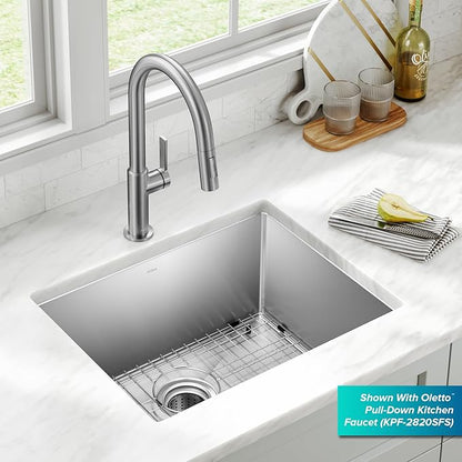 KRAUS Standard PRO 23-Inch 16 Gauge Undermount Single Bowl Stainless Steel Kitchen Sink, KHU101-23