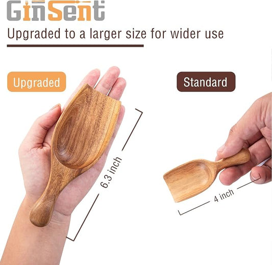 Wooden Coffee Scoop, 6.3 Inch Large Ground Coffee Scoop, Acacia Wood Wooden - Image 2