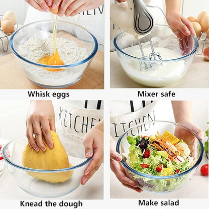 Homwin Glass Mixing Bowl Set for Baking 3-Piece Salad Bowl Set, High - Image 4