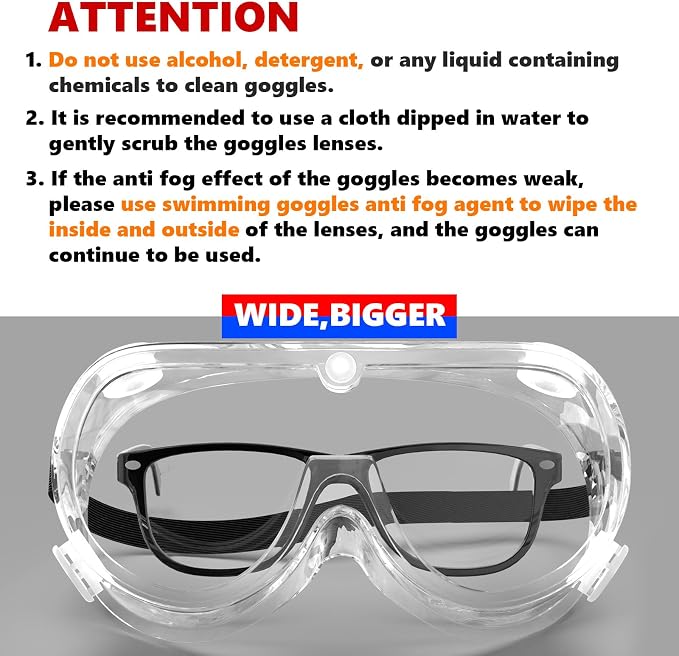 Super More 3PCS Anti-Fog Protective Safety Goggles Clear Lens Wide-Vision - Image 6