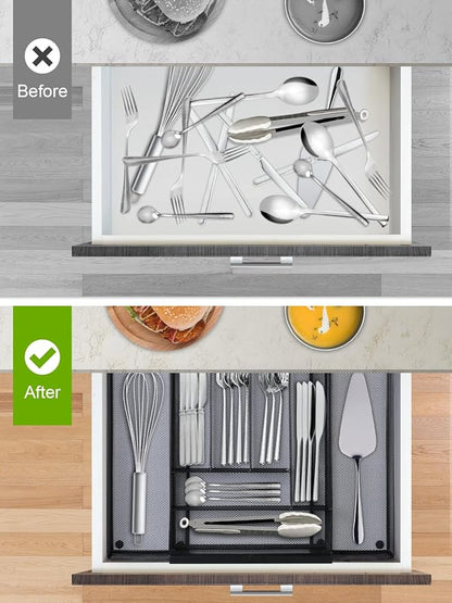 Silverware Organizer Metal Mesh, Large Drawer Organizer, Utensil Cutlery Tray - Image 5