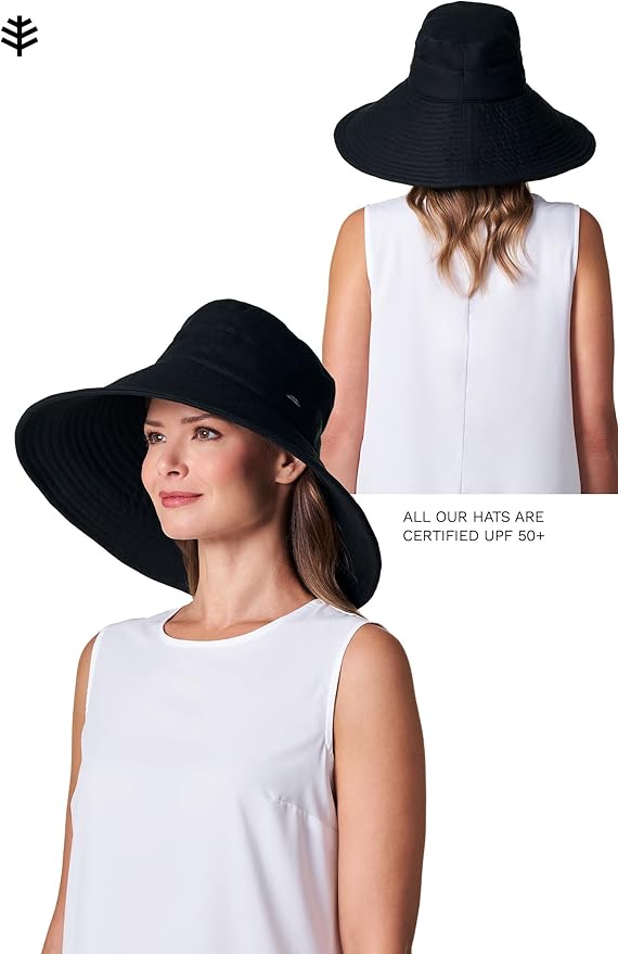 Coolibar UPF 50+ Women's Brittany Beach Hat - Sun Protective Black