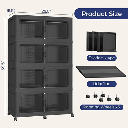 160GAL Storage Bins with Lid and Wheels, Stackable Closet Organizers and - Image 2