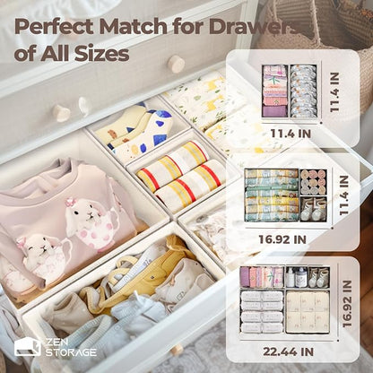 Cotton Linen Drawer Organizers for Baby Clothes, Premium Foldable Storage Bins - Image 7