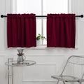 Pickluc Cafe Curtain 30 Inches Long, Rod Pocket Kitchen Half Window Curtain, Short Blackout for Small Window, 2 Panels, 30" Wide and 30" Length, Burgundy Red
