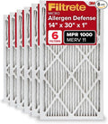 Filtrete 14x30x1 AC Furnace Air Filter, MERV 11, MPR 1000, Micro Allergen Defense, 3-Month Pleated 1-Inch Electrostatic Air Cleaning Filter, 6 Pack (Actual Size 13.81x29.81x0.81 in)