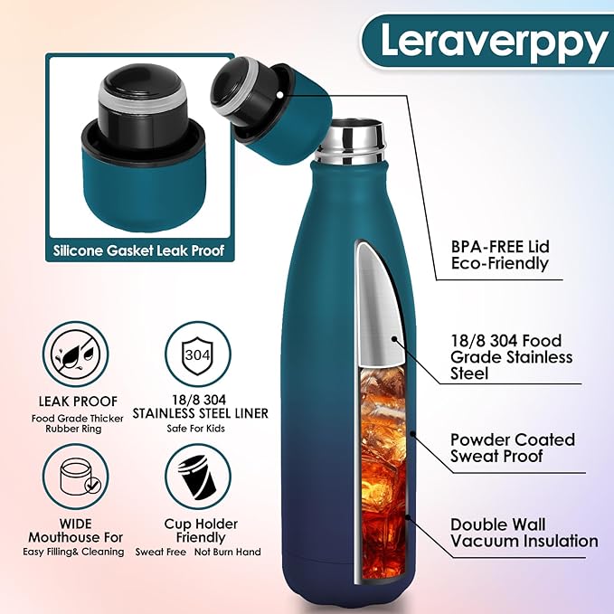 25oz Cola-Bottle Shaped Stainless Steel Leak-proof Water Bottle,Double Wall Vacuum Insulated Metal,Travel Mug For Sports Indoors & Outdoors,BPA-Free School Kid FlaskS,Mix(2 Pack)