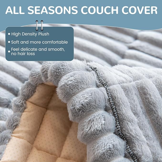 OTOB Dog Couch Covers for 3 Cushion Washable Non Slip Plush Pet Friendly Bed - Image 3