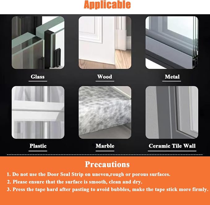No Residue 32.8FT Door Weather Stripping Door Seal Strip, Silicone Sealing - Image 7