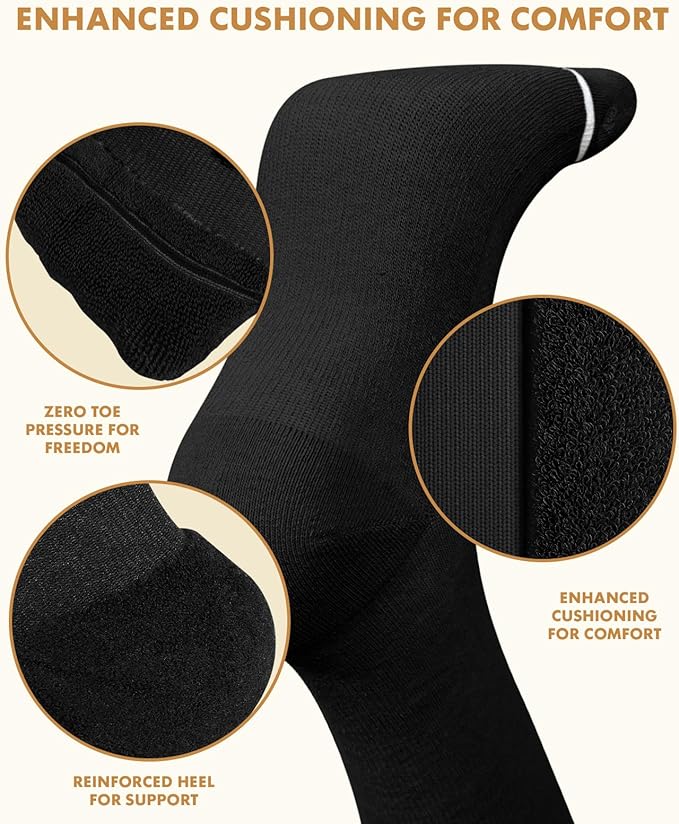 Thick Soft Cotton Compression Socks for Women Men 15-20mmHg Knee High Breathable Cotton Socks for All Day Comfort
