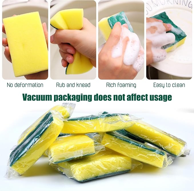 Tanlade 600 Pcs Individually Wrapped Dishwashing Sponge Bulk Non Scratch Scrub - Image 3