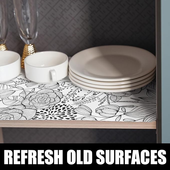 Floral Drawer and Shelf Liner for Kitchen 12IN x 20FT, Non-Adhesive and Strong - Image 2