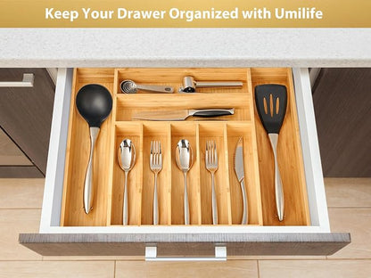Umilife Large Expandable Kitchen Silverware Utensils Drawer Organizer, 2.5" - Image 6